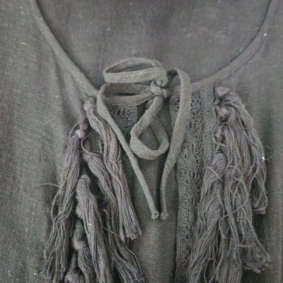 PPLA Clothing Open Front Fringe Hem Black Kimono Cardigan Women's Size Medium - Picture 5 of 10